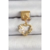 Erb 316L Çelik Sallantılı Zirkon Taşlı Kalp Model Gold Renk Nomination Charm