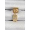 Erb 316L Çelik Sallantılı Zirkon Taşlı Kutup Yıldızı Figürlü Dikdörtgen Model Gold Renk Nomination Charm