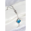 Erb 316L Çelik Sedefli Gökyüzü Mavisi Gümüş Renk Yonca Kadın Bileklik