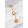 Erb 316L Çelik Sedefli Turuncu Gold Renk Yonca Kadın Bileklik