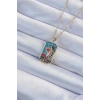 Erb 316L Çelik Zincir Altın Renk Taç Ve Kız Figürlü Renkli Mineli Tarot Kolye
