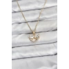 Erb 316L Çelik Zincir Gold Renk Kalp Ve Fiyonk Model Zirkon Taşlı Kadın Kolye