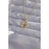 Erb 316L Çelik Zincir Gold Renk Zirkon Taşlı Yıldız Figürlü Oval Kolye
