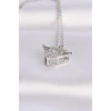 Erb 316L Çelik Zincir Gümüş Renk Zirkon Taşlı Kanatlı Kalp Kolye