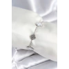 Erb 316L Çelik Zincir Gümüş Renk Zirkon Taşlı Yonca Beyaz Kadın Bileklik