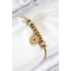 Erb 316L Çelik Zirkon Taşlı Göz Charm Model Gold Renk Kadın Bileklik