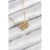 Erb 316L Çelik Zirkon Taşlı Sarmal Model Gold Renk Kadın Kolye