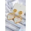 Erb Gold Renk Gül Sallantı Kalp Model Pirinç VİP Kadın Küpe