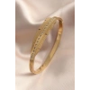 Erb Gold Renk Yaprak Model Zirkon Taş Detay Kelepçe Kadın Bileklik