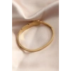 Erb Gold Renk Yaprak Model Zirkon Taş Detay Kelepçe Kadın Bileklik