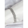 Erb Gümüş Renk Pirinç Cuba Chain Gurmet Bileklik