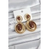 Erb Kahverengi Sallantılı Damla Model Gold Renk Vintage Kadın Küpe