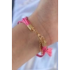 Erb Pembe Zirkon Taşlı İpli Püskül Detay Çoklu Bileklik