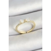 Erb Pirinç Fiyonk Figürlü Zirkon Taşlı Gold Renk Ayarlanabilir Kadın Yüzük