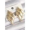 Erb Pirinç Gold Renk 3 Sıralı Dalgalı Model Kadın Küpe