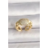 Erb Pirinç Gold Renk Ayarlanabilir Zirkon Taşlı Kadın Yüzük
