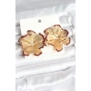 Erb Pirinç Gold Renk Bordo Renk Detaylı Lotus Kadın Küpe