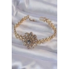 Erb Pirinç Gold Renk İri Zirkon Taşlı Çiçek Figürlü Bileklik