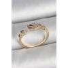 Erb Pirinç Gold Renk Pembe Damla Zirkon Taşlı Ayarlanabilir Kadın Yüzük