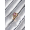Erb Pirinç Gold Renk Pembe Zirkon Taşlı Charm Kalp Model Kadın Yüzük