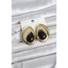 Erb Pirinç Gold Renk Siyah Taşlı Damla Model Vintage Kadın Küpe