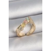Erb Pirinç Gold Renk Zirkon Taş Detaylı Karışık Mineli Ayarlanabilir Kadın Yüzük