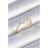 Erb Pirinç Gold Renk Zirkon Taşlı Oval Beyaz Mineli Kadın Yüzük