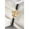 Erb Pirinç Gold Renk Zirkon Taşlı Zambak Figür Asansörlü Makrome Model Kadın Bileklik