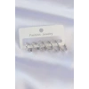 Erb Pirinç Gümüş Renk İnce Oval Küpe Seti