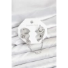 Erb Pirinç Gümüş Renk Yılan Model Zincir Bağlantılı Ear Cuff Küpe Seti