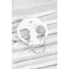 Erb Pirinç Gümüş Renk Yıldız Model Zincir Bağlantılı Ear Cuff Küpe Seti