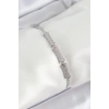 Erb Pirinç Gümüş Renk Zirkon Taşlı Kemik Model Kadın Bileklik