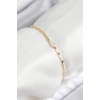 Erb Pirinç Zirkon Taşlı Damla Model Ezme Zincir Gold Renk Kadın Bileklik