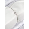 Erb Pirinç Zirkon Taşlı Dikdörtgen Model Ezme Zincir Gümüş Renk Kadın Bileklik