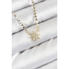 Erb Pirinç Zirkon Taşlı Kutup Yıldızı Model Ezme Zincir Gold Renk Kadın Kolye