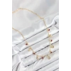 Erb Pirinç Zirkon Taşlı Sallantılı Damla Model Gold Renk Kadın Kolye