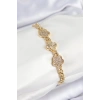 Erb Pirinç Zirkon Taşlı Yonca Model Gold Renk Kadın Bileklik