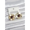Erb Vintage Model Kahverengi Gold Renk Pirinç Kadın Küpe
