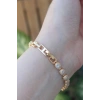 Erb Vip Seri Pirinç Zirkon Taşlı Gold Renk Damla Model Bileklik