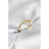 Erb Zirkon Taşlı Pirinç Gold Renk Kadın Yüzük