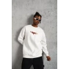 Erkek 3 İplik Gangster Baskılı Sweatshirt - Beyaz