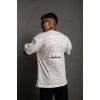 Erkek Bisiklet Yakalı Sırt Baskılı Oversize T-Shirt - Beyaz