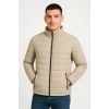 Erkek Bomber Mont Ceket – Su İtici Kumaş, Kapitone Astarlı, Fermuarlı, Kışlık - Bej