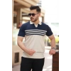 Erkek çizgi Desenli Yakalı Kısa Kollu T-shirt