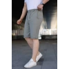 Erkek Diagonel Kumaş Duble Paça Cepli Bağcıklı Bel Lastikli ŞORT - Mint Yeşili