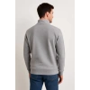 Erkek Dik Yaka Sweatshirt Dik Yaka Yarım Fermuarlı 3 İplik Şardonlu Pamuk Kumaş - Gri