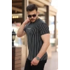 Erkek Dikey çizgili Ottoman Kumaş Kısa Kollu T-shirt