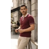 Erkek Düğme Yakalı Kontrast Yaka Triko Tişört