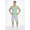 Erkek Fitilli Atlet Sıfır Yaka Slim Fit Arka Baskılı Spor Atlet - Mint Yeşili