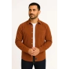 Erkek Fitilli Kadife Cepli Gömlek Oversize Rahat Kalıp - Kahverengi